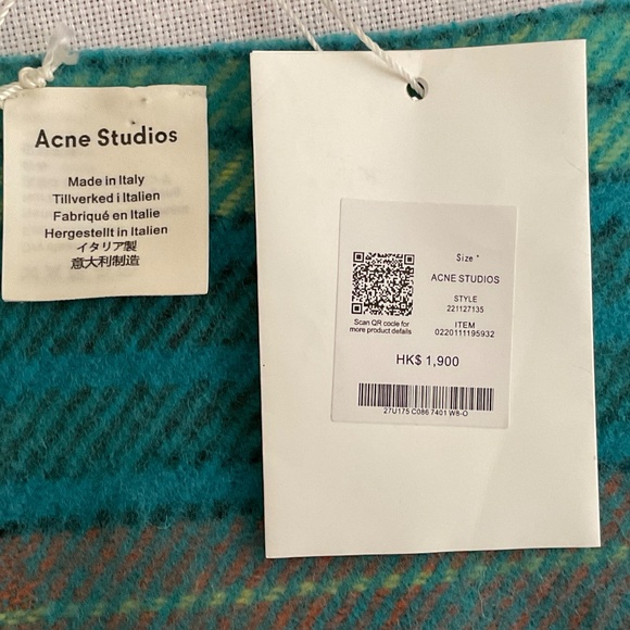 Acne Studios Ombre Plaid Virgin Wool Blanket Scarf Wrap 84”x27”Made in Italy NWT - Picture 7 of 16